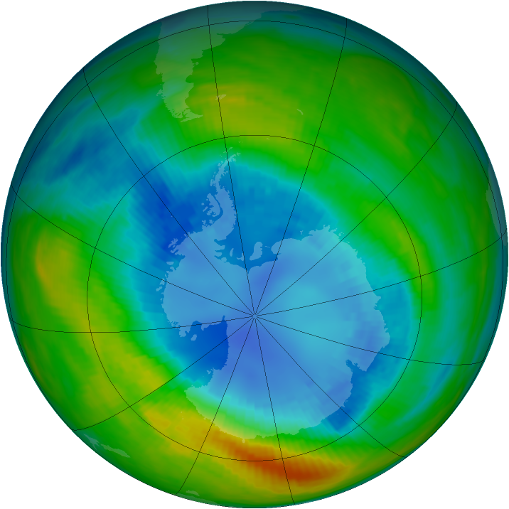 Antarctic ozone map for 30 August 1985